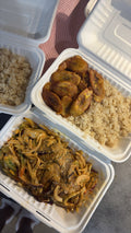 Choukouya de poulet, attiéké & alloco